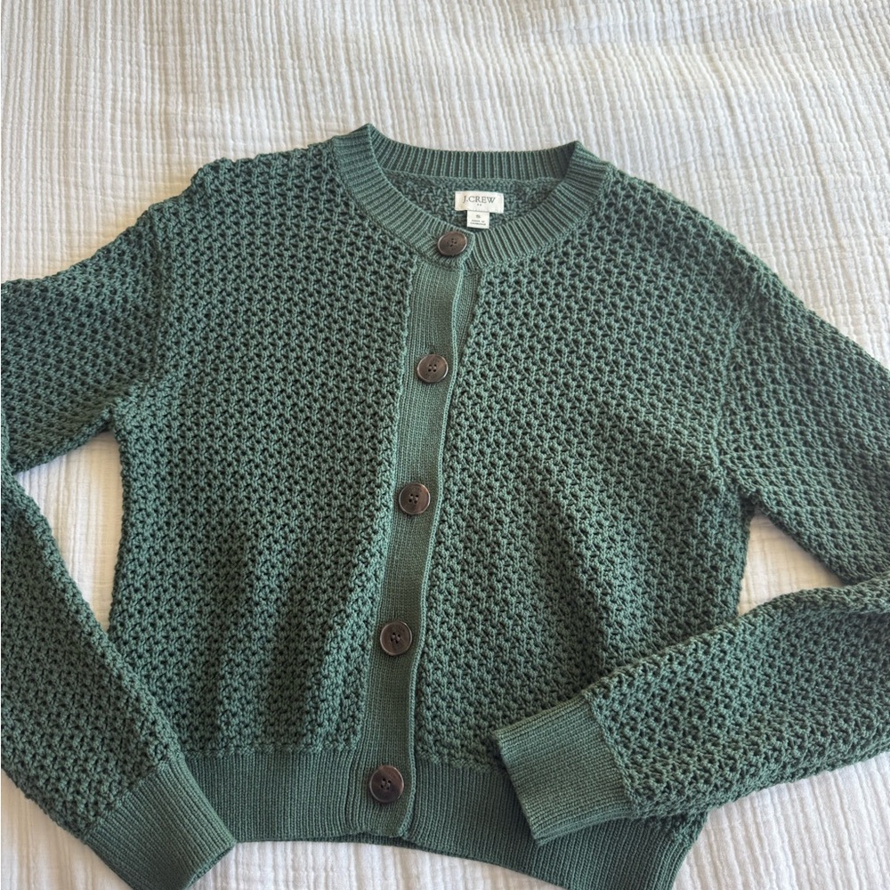 J. Crew Forest Green Button-Up Cardigan